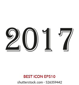 New Year 2017, vector icon, eps10