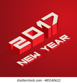 New Year 2017. Vector illustration in isometric style
