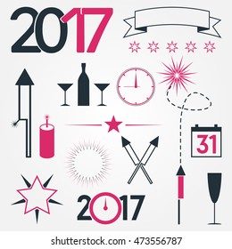 New Year 2017 Vector Objects