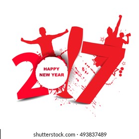 New year 2017 in white background. Abstract poster 