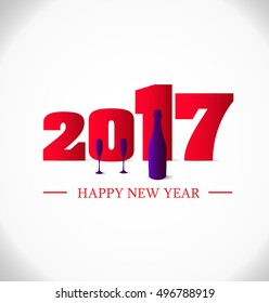 New year 2017 in white background. Abstract poster