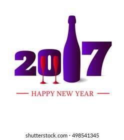 New year 2017 in white background. Abstract poster