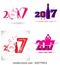 New year 2017 in white background. Abstract posters 