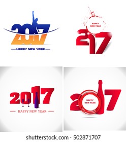 New year 2017 in white background. Abstract posters
