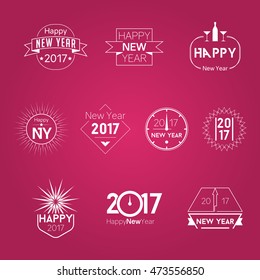 New Year 2017 White Badges Logos