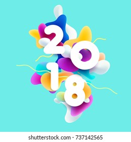 New year 2018. 3D colorful design.