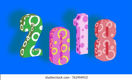 New Year 2018 3D letters, EPS 10