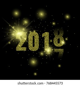 New Year 2018 background with golden dust. Stock vector