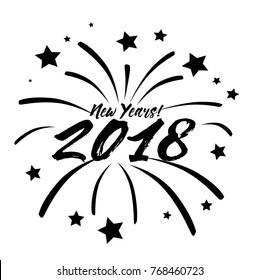 New Year 2018, Beautiful greeting card poster with calligraphy text with firework