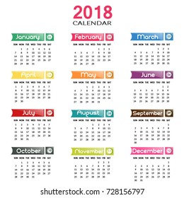  New Year 2018 Calendar