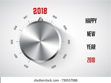 New year 2018 card template with chrome knob