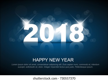 New Year 2018 card template with back light and place for your text