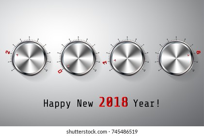 New year 2018 card template with chrome knob.