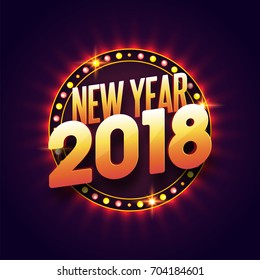 New Year 2018 celebrations concept, with marquee lights on purple background.