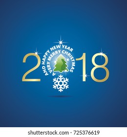 New Year 2018 Christmas idea bulb ball star blue vector