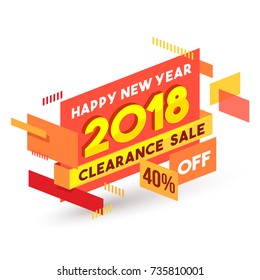 New Year 2018 Clearance sale background with abstract elements and flat 40% offer.