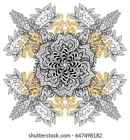 New Year 2018 collection. Snowflakes in abstract style. Ornamental artistic vector illustration in colors for Merry christmas cards. Freehand ethnic Xmas sketch.