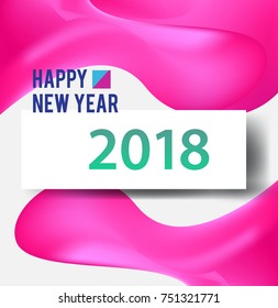 New year 2018. Colorful design. Calendar template. with colorful geometric, fluid and pattern object, for celebration background. Greeting card. Vector illustration.
