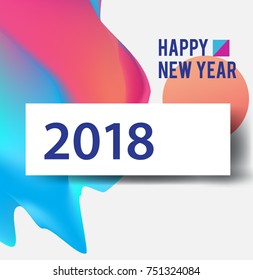 New year 2018. Colorful design. Calendar template. with colorful geometric, fluid and pattern object, for celebration background. Greeting card. Vector illustration.
