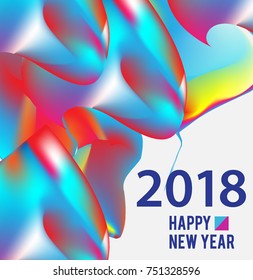 New year 2018. Colorful design. Calendar template. with colorful geometric, fluid and pattern object, for celebration background. Greeting card. Vector illustration.
