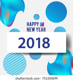 New year 2018. Colorful design. Calendar template. with colorful geometric, fluid and pattern object, for celebration background. Greeting card. Vector illustration.

