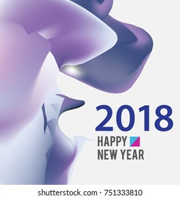New year 2018. Colorful design. Calendar template. with colorful geometric, fluid and pattern object, for celebration background. Greeting card. Vector illustration.
