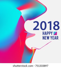 New year 2018. Colorful design. Calendar template. with colorful geometric, fluid and pattern object, for celebration background. Greeting card. Vector illustration.
