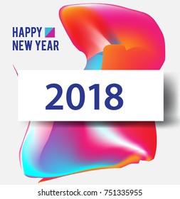 New year 2018. Colorful design. Calendar template. with colorful geometric, fluid and pattern object, for celebration background. Greeting card. Vector illustration.
