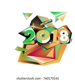 New year 2018. Colorful design.