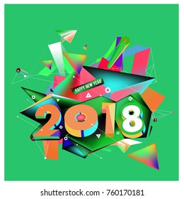 New year 2018. Colorful design.