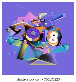 New year 2018. Colorful design.