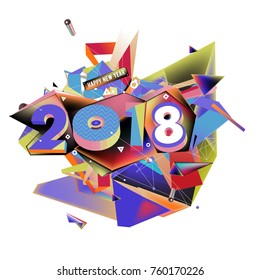 New year 2018. Colorful design.