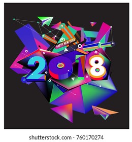New year 2018. Colorful design.
