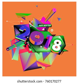 New year 2018. Colorful design.