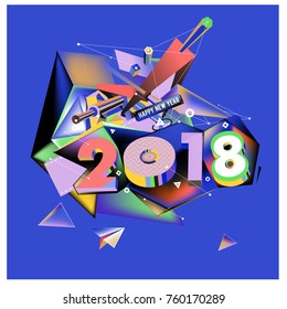 New year 2018. Colorful design.