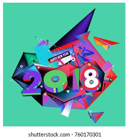 New year 2018. Colorful design.