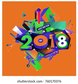 New year 2018. Colorful design.