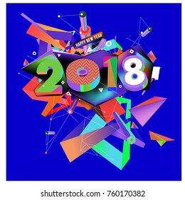 New year 2018. Colorful design.
