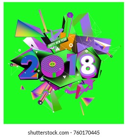 New year 2018. Colorful design.