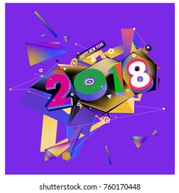 New year 2018. Colorful design.