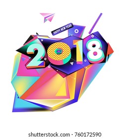 New year 2018. Colorful design.