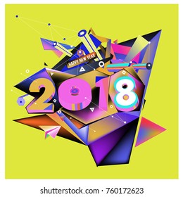 New year 2018. Colorful design.