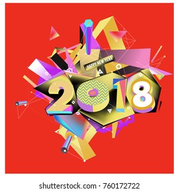 New year 2018. Colorful design.