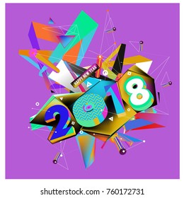 New year 2018. Colorful design.
