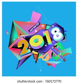 New year 2018. Colorful design.
