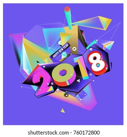 New year 2018. Colorful design.
