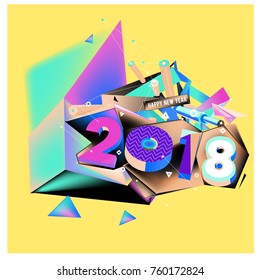 New year 2018. Colorful design.