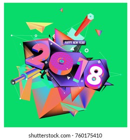 New year 2018. Colorful design.