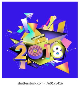 New year 2018. Colorful design.