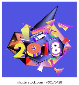 New year 2018. Colorful design.